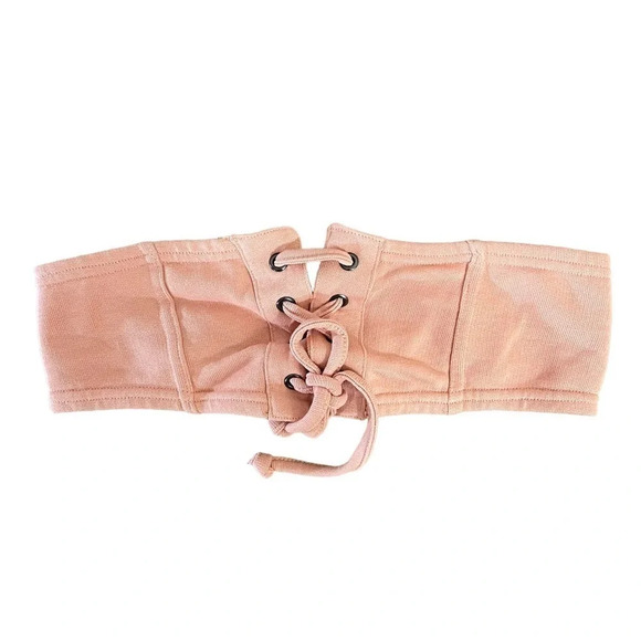 ASOS Peach Pink Crop Tube Top Size 2 Lace Up Front Grommet Spring Summer Cropped - Picture 1 of 3